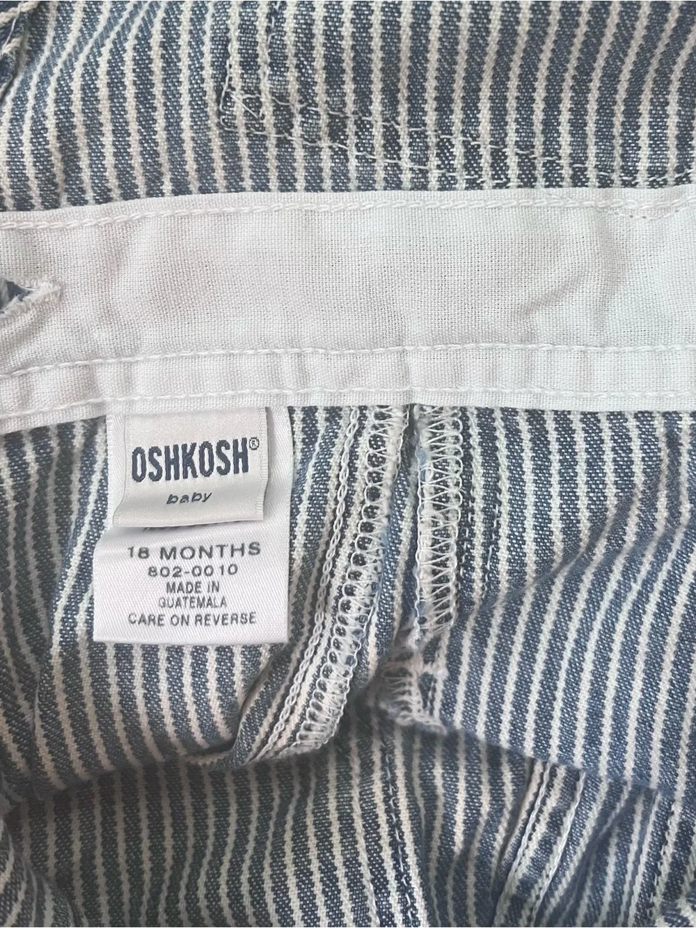 Vintage OshKosh B'gosh Blue & White Railroad Stripe Overalls - 18 Months